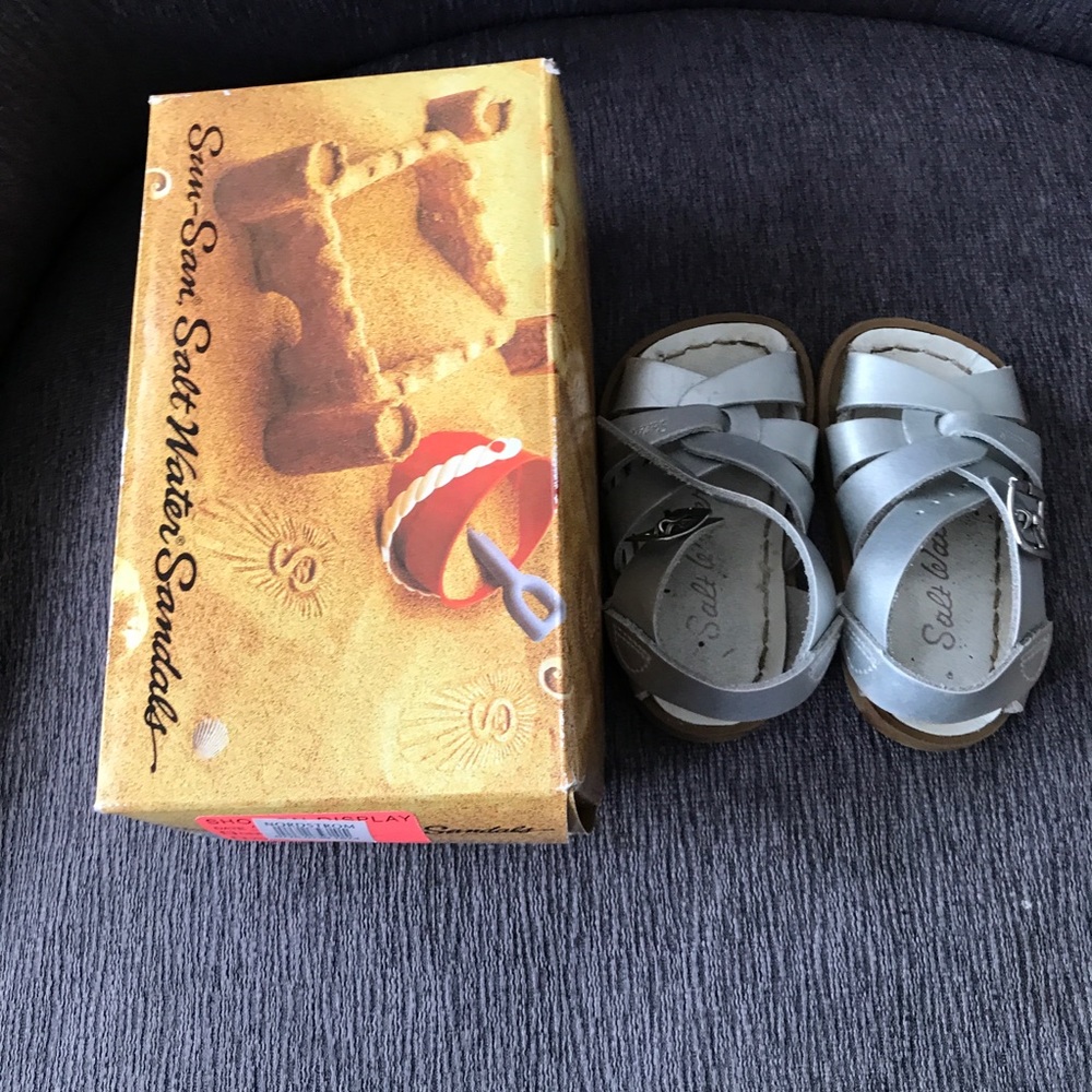 Two pairs of silver salt water sandals size 3